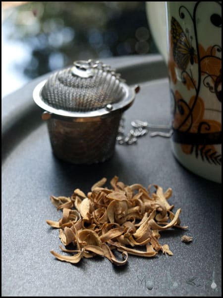 orange blossom petals dried on a platter