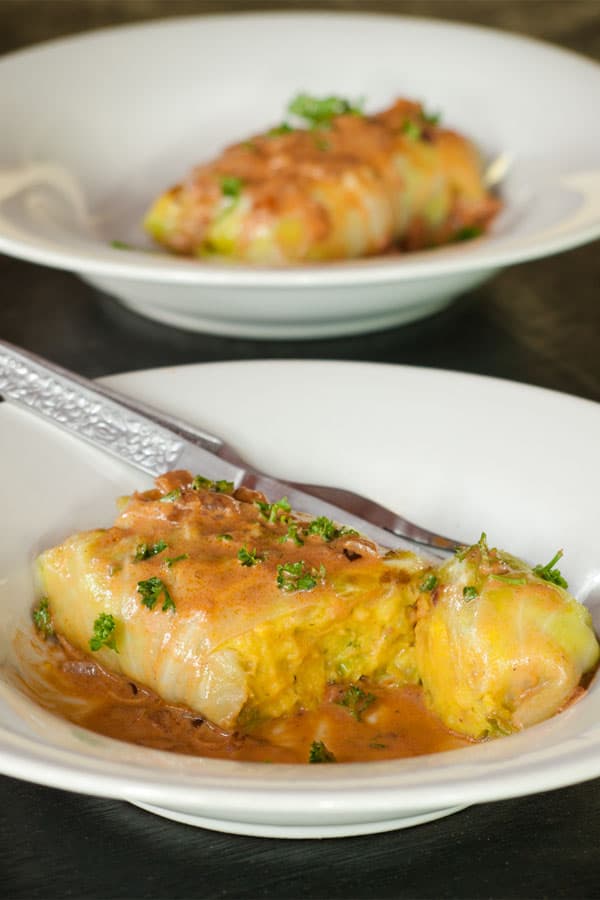 Vegetarian Stuffed Cabbage Rolls Recipe - Healthier German Stuffed Cabbage Rolls www.MasalaHerb.com #German #food