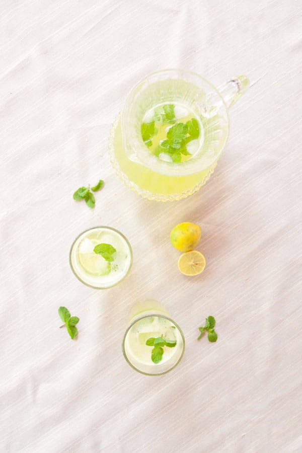 bird's eye view of frozen mint lemonade