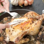 Easy Roast Chicken Recipe with fresh Thyme, Garlic and Mushrooms #stepbystep #recipe masalaherb.com