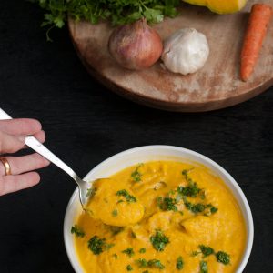 Spiced pumpkin Puree with Carrot Recipe - How to make Pumpkin Puree {without oven} very seasonal pumpkin dish to warm up on cold days with infused spices. Makes a great side dish (see serving suggestions in post) www.MasalaHerb.com