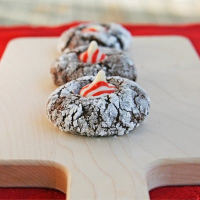 Cocoa Peppermint Thumbprint Cookies