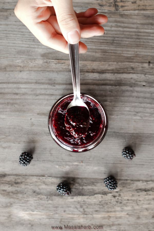Blackberry Jam Recipe - How to make Blackberry Jam without pectin all naturally flavored. store the goodness of the sweet fruits for the season in a jar by making this blackberry jam from scratch with fresh blackberries. www.masalaherb.com