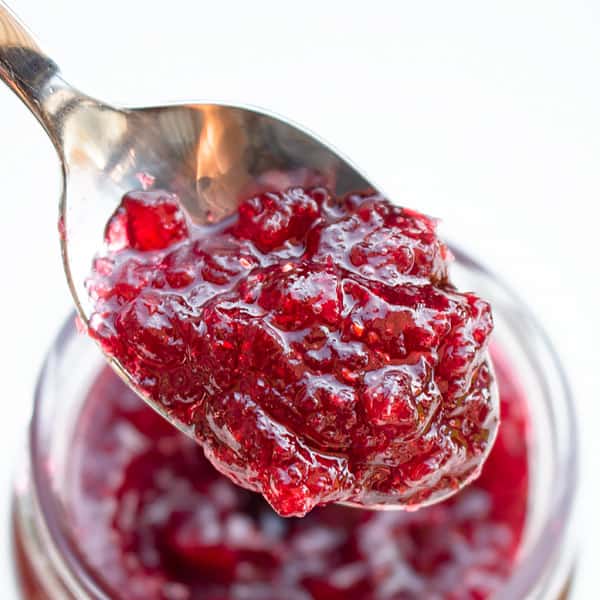 homemade lingonberry jam serving