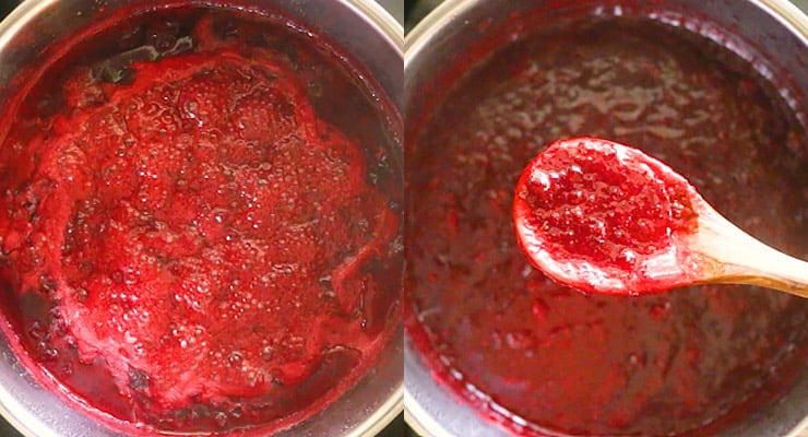 cook lingonberries down and blend