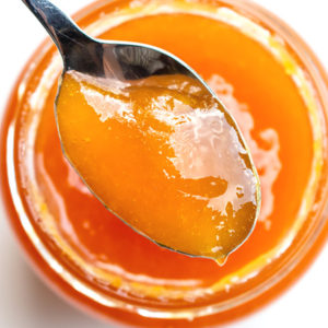 no pectin natural jam with peach in spoon