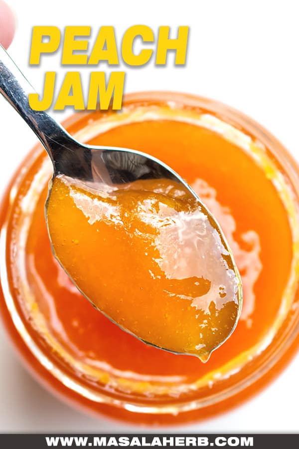 easy peach jam without pectin in spoon