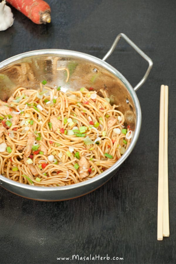 Chicken Chow Mein – Stir fried Noodles the Indo Chinese way www.masalaherb.com recipe