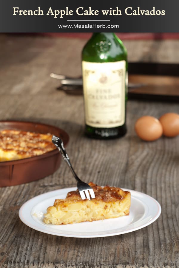 Moist french apple cake with Calvados. Prepare the cake in less then 10 minutes, easy and quick. www.masalaherb.com #recipe