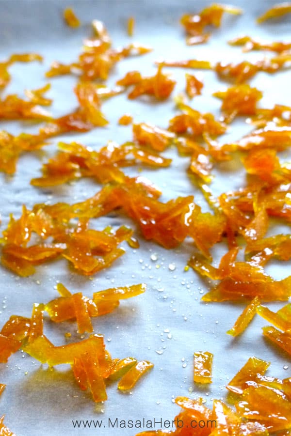 dried preserved orange peel in sugar