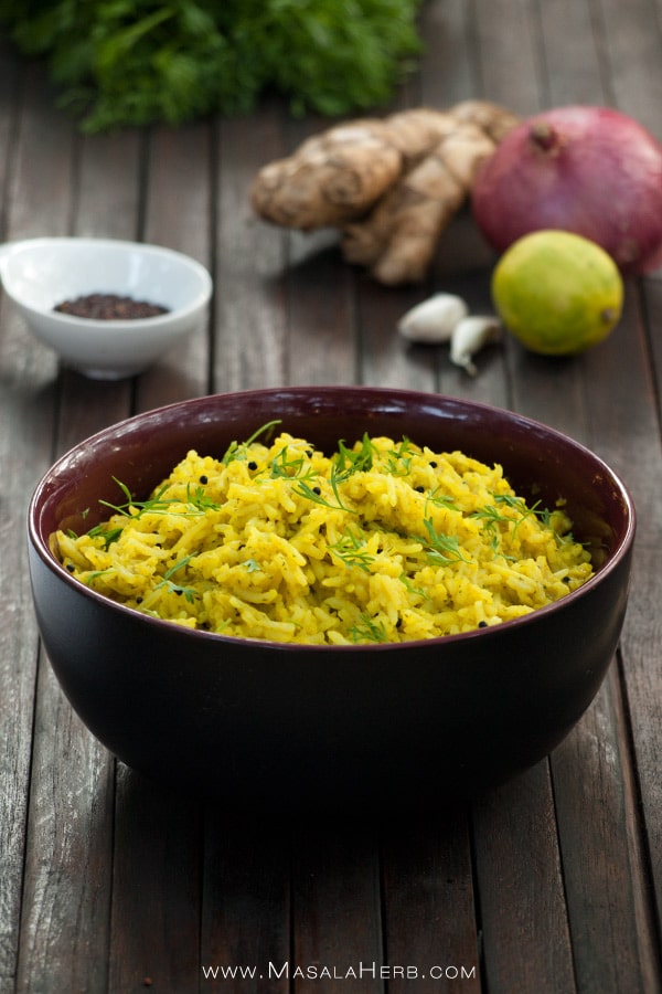 Coriander Rice Recipe - How to make Coriander Rice - Cilantro Rice www.MasalaHerb.com #Indianfood