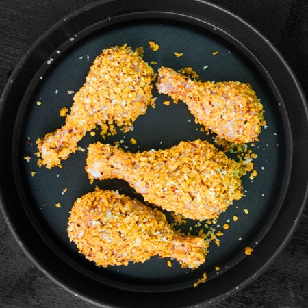 Golden Baked Chicken Drumsticks with Corn Flakes Coconut and Chili Flakes
