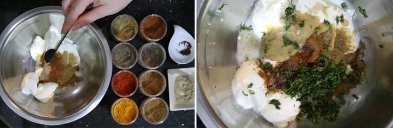 Easy Tandoori Paste Recipe - How to make Tandoori Masala Spice Mix Marination for Tandooru chicken, chicken tikka, tandoori fish, tandoori mushroom, soya tandoori etc. This is a medium sized batch, so you can freeze the rest and use whenerv you need a few spoonfuls. Takes only 2 minutes to make the homemade tandoori paste. www.MasalaHerb.com
