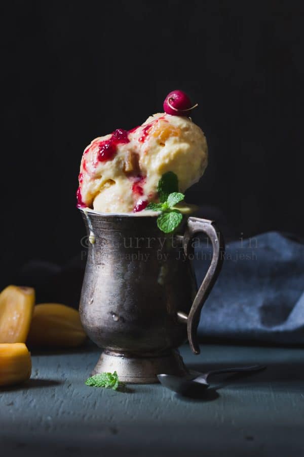 9 amazing Vegetarian Jackfruit Recipes & Ideas - Sweet & Savory Jackfruit Eats to discover! www.MasalaHerb.com - Jackfruit Ice Cream by currytrail.in