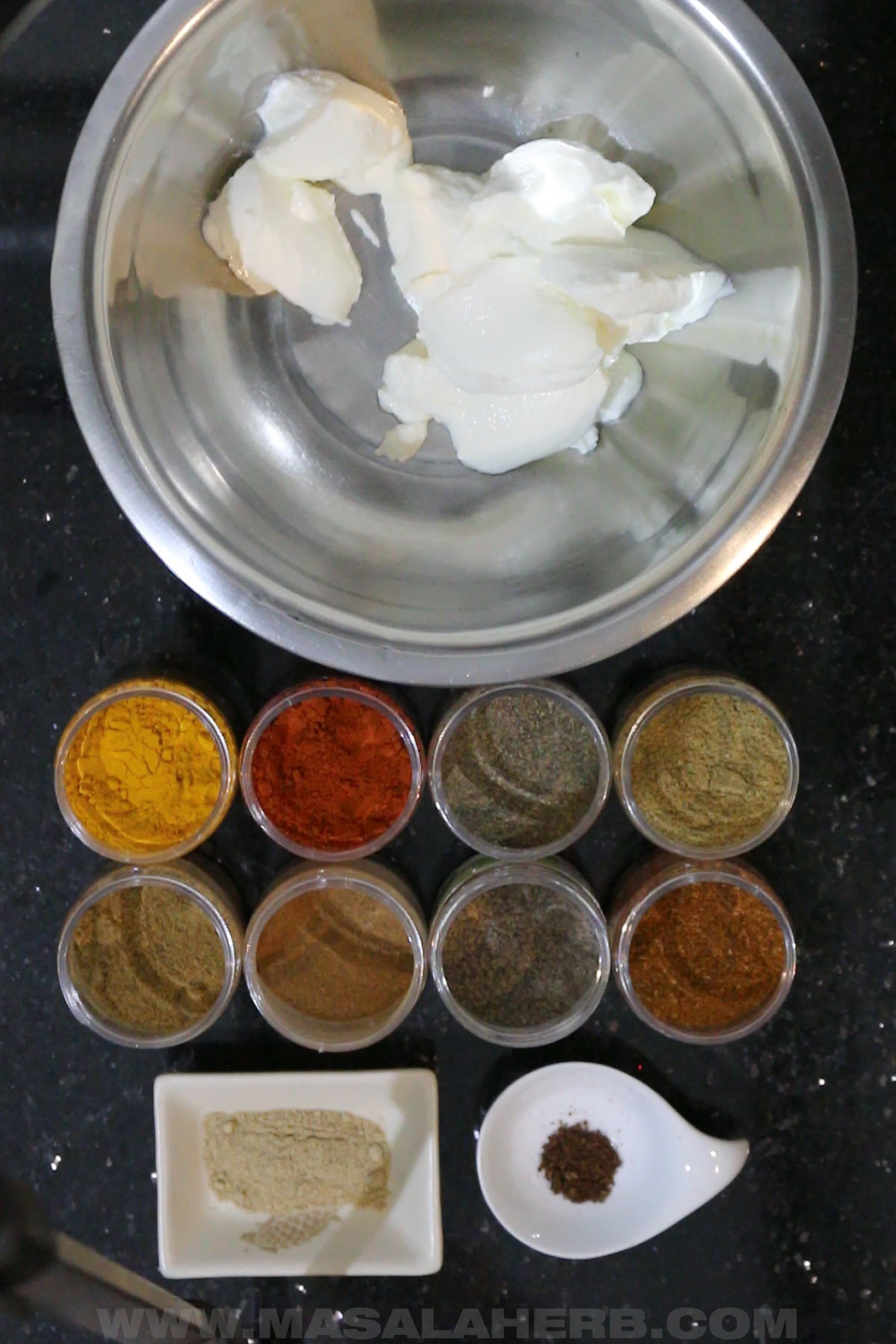 Spices and ingredients for tandoori paste