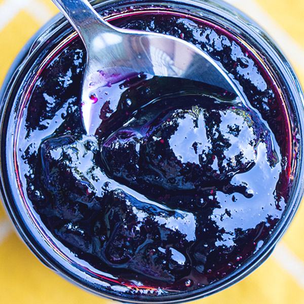 blueberry jam in a spoon