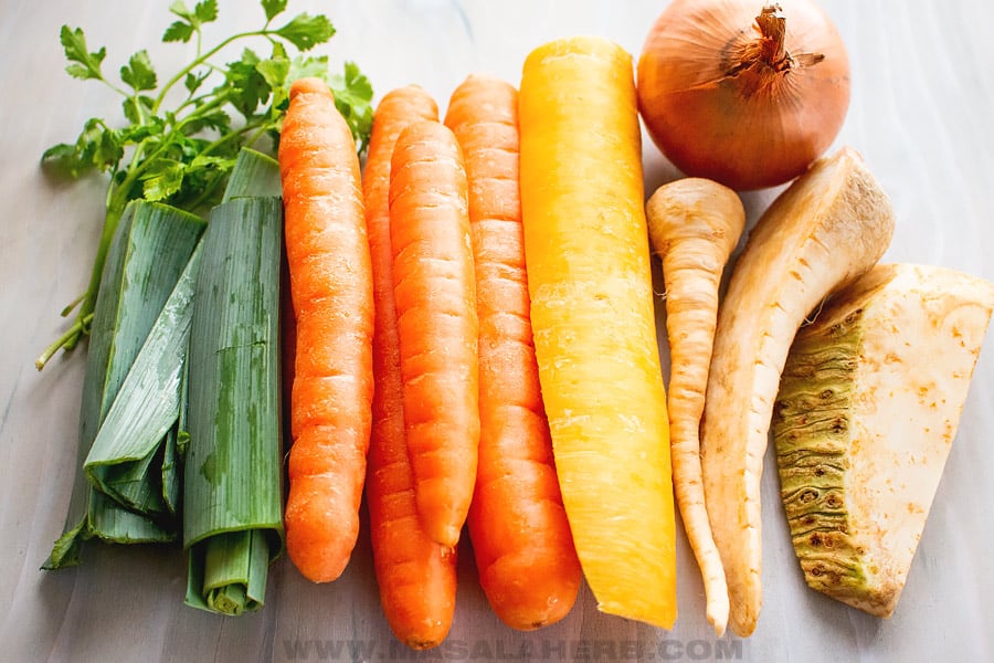 root vegetables to make clear broth soup