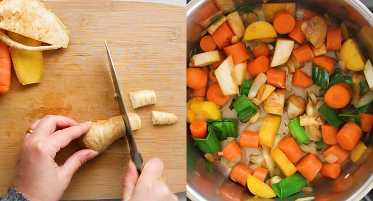 cut vegetables and saute