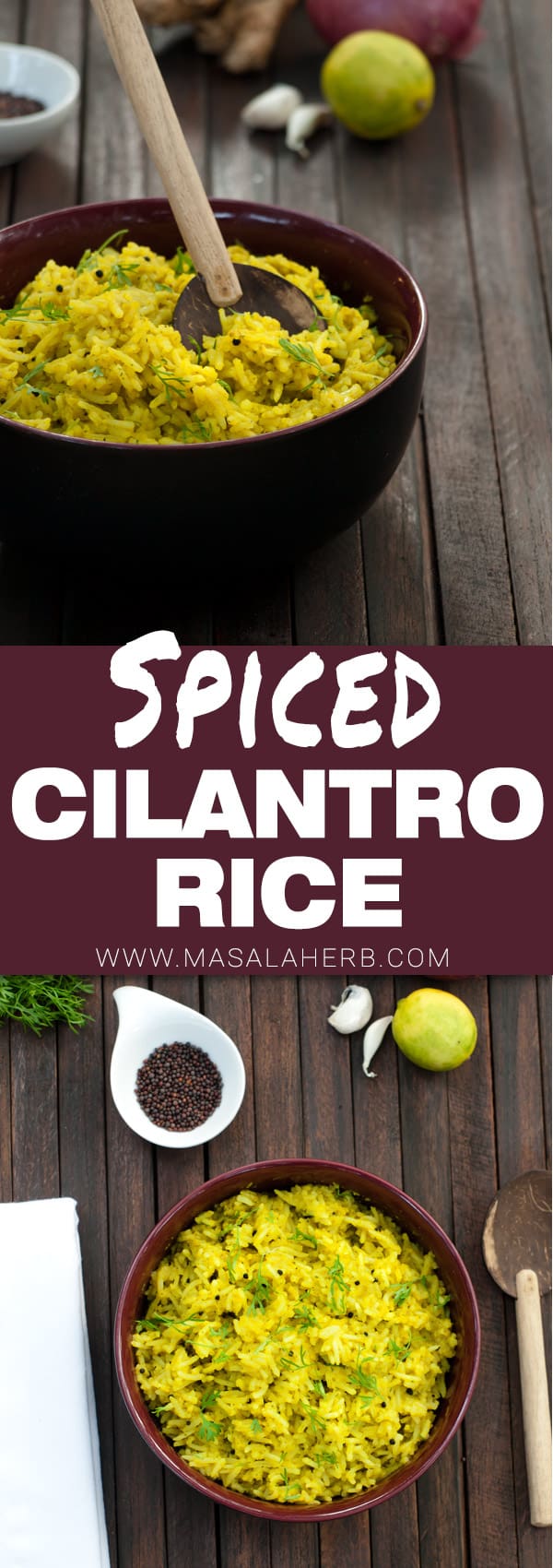 Coriander Rice Recipe - How to make Coriander Rice - Cilantro Rice www.MasalaHerb.com #sidedish #rice #masalaherb