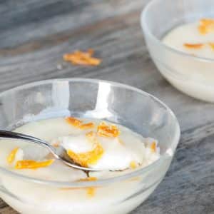 Semolina Pudding with Orange - How to make Cream of Wheat Porridge Recipe makes a great dessert after dinner. Flavored here with candied orange which is homemade. Recipe for the easy DIY orange candy can be found on the page www.MasalaHerb.com #semolina #dessert #masalaherb