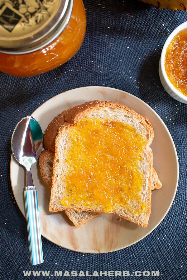 Pineapple Jam on a slice of bread image