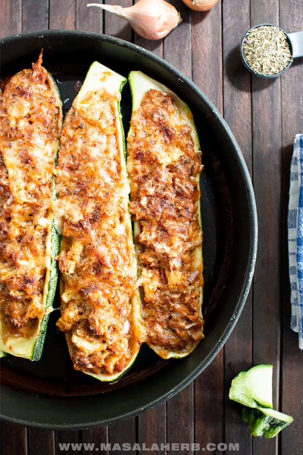 zucchini boats stuffed bird view