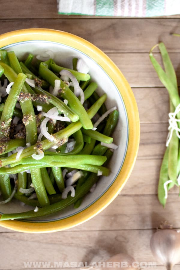 Cold Green Bean Salad with French Mustard Vinaigrette Dressing - Masala ...