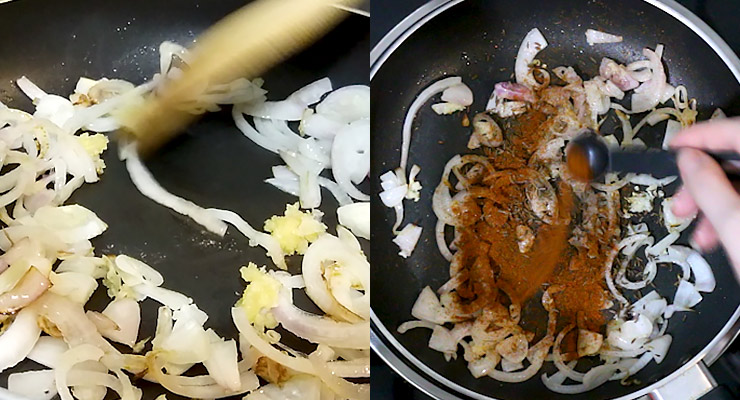 saute onion garlic, and season
