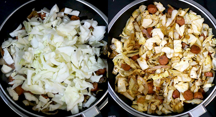 stir in cabbage and mix