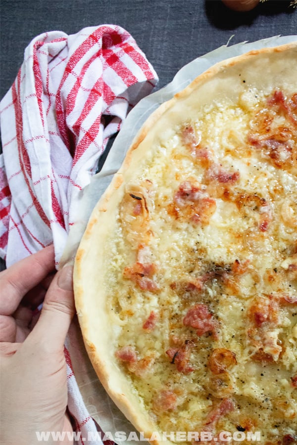 Flammkuchen Recipe - Alsatian Tarte Flambée Pizza [+Video] | Masala Herb