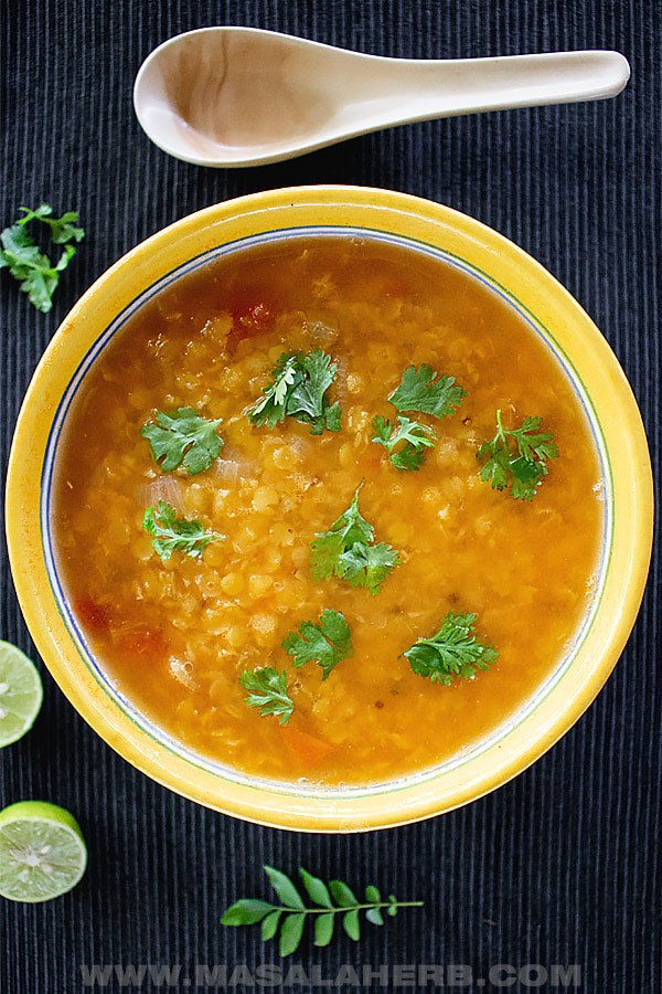 Easy Indian Lentil Soup Recipe [Vegan] - Masala Herb