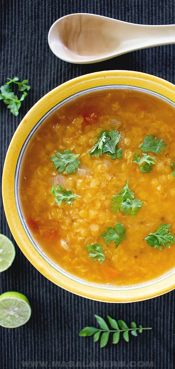 Easy Indian Lentil Soup Recipe [Vegan] - Masala Herb