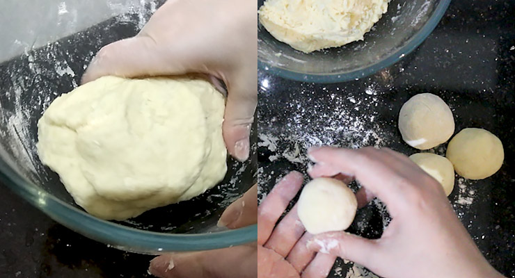 Combine to a smooth dough. Shape into balls.