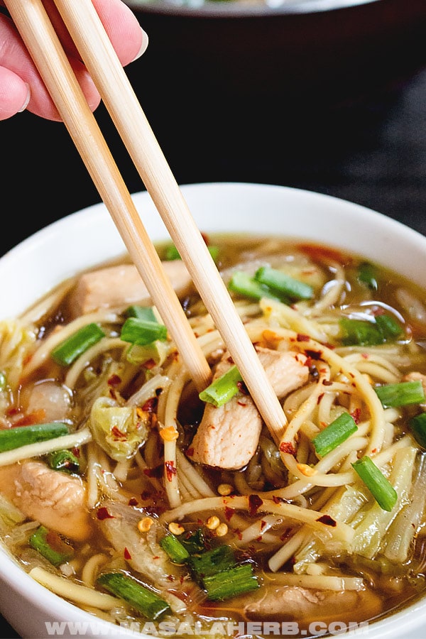 One-Pot Chinese Chicken Noodle Soup Recipe 🍜 - MasalaHerb.com