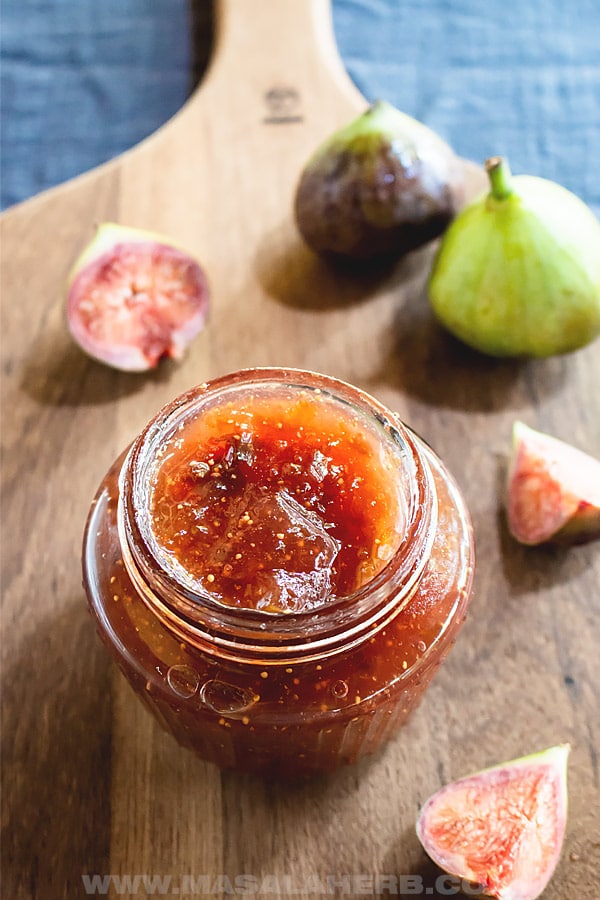 homemade fig jam in a jar image