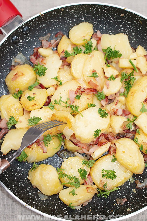Bratkartoffeln with Bacon - German Fries Recipe