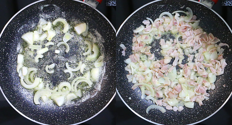 saute onion garlic and bacon