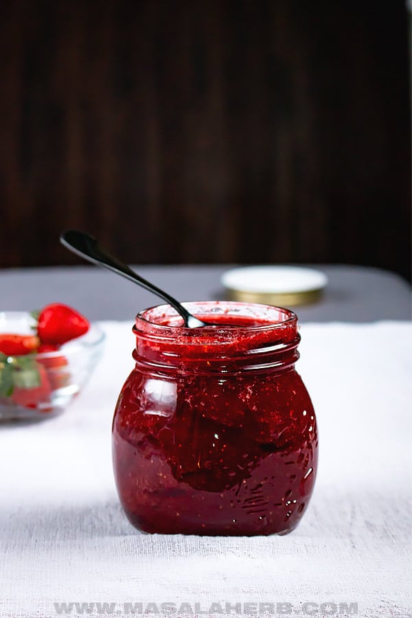strawberry jam in a jar image