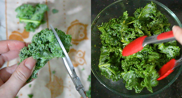 cut kale and season