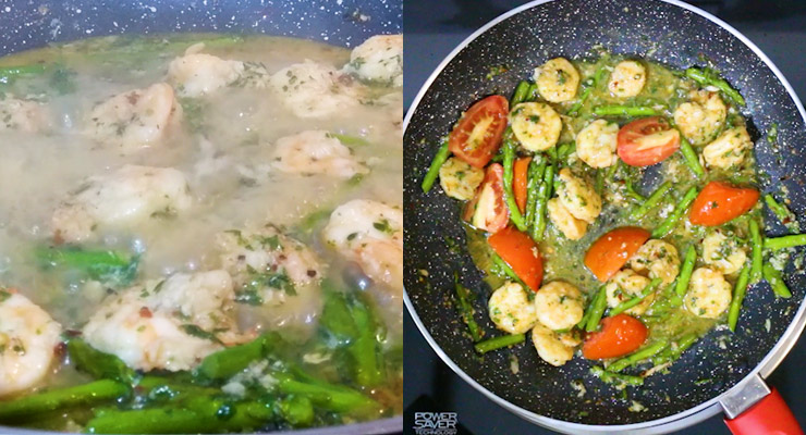 braise shrimp scampi and add tomato