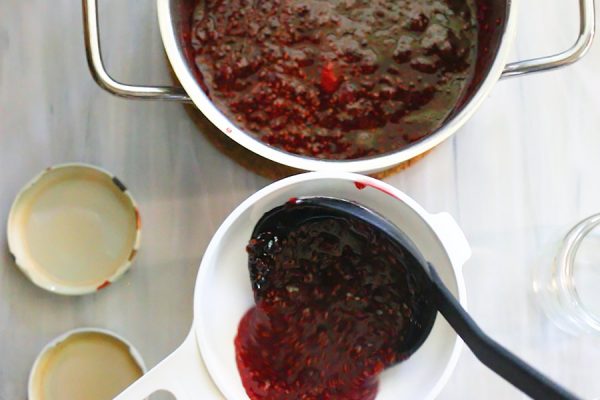canning of raspberry jam