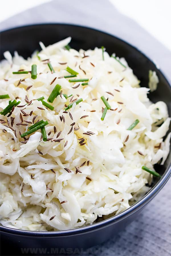 German Coleslaw Recipe (Krautsalat) | MasalaHerb.com