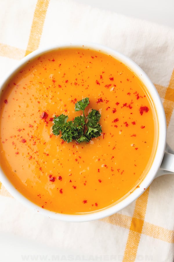 Roasted Butternut Squash Soup with Apple  Masala Herb