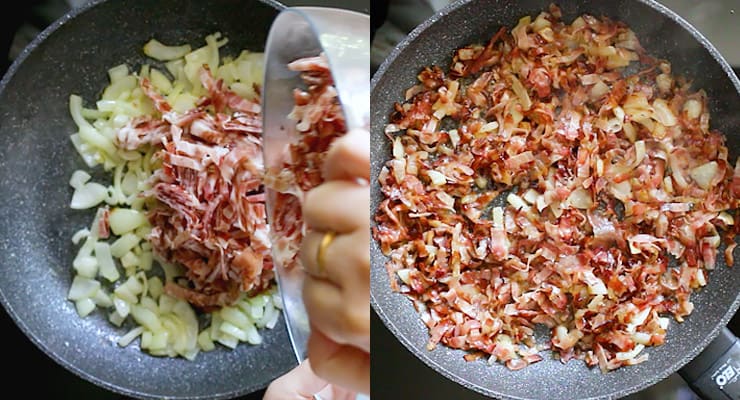 onion and bacon for sauteed chard