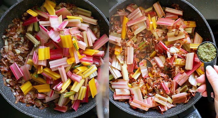 sautee and season chard in skillet