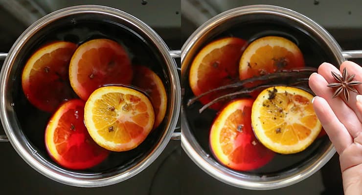 orange slices and spices for gluhwein