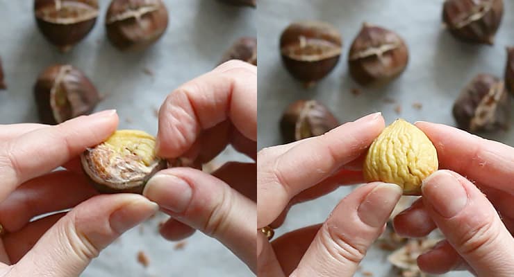 how to peel roasted chestnuts