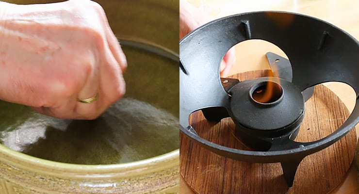 heating up fondue pot