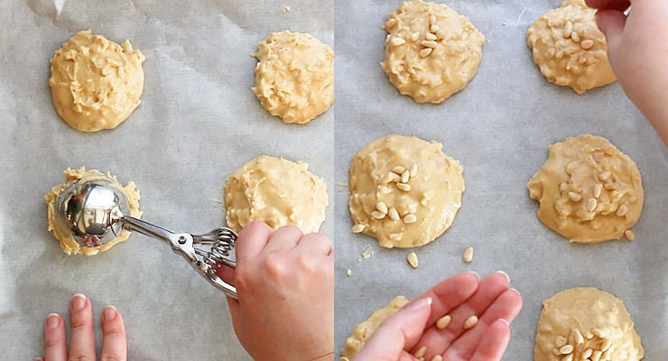 shaping pine nut cookies