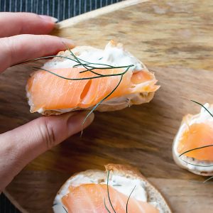 smoked salmon with sour cream dill
